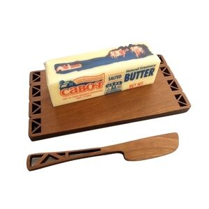 MoonSpoon Butter Board, Handmade Laser cut Cherry Wood. Great For Soft Cheese 🧀